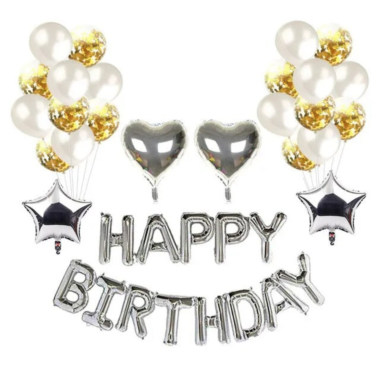 Hot Happy Birthday Decoration Multiple Color Banner Balloons Set Party Supplies